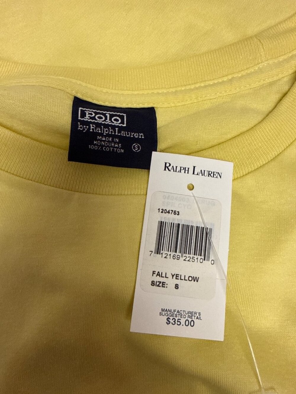 Polo Ralph Lauren Men's Small Pale Yellow T Shirt Blue Pony NWT Cotton Preppy - Picture 7 of 8